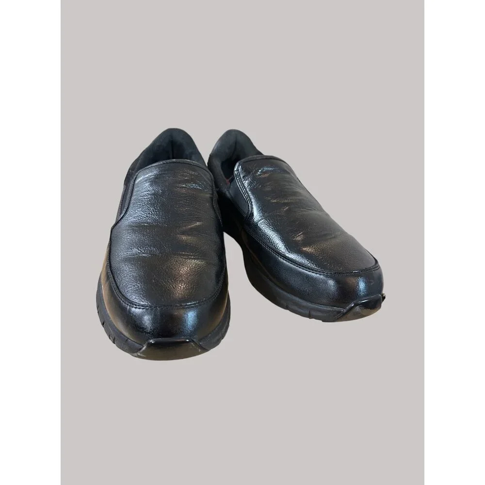 Skechers Size 12 Mens Black Synthetic Slip-Resistant Work Loafers
